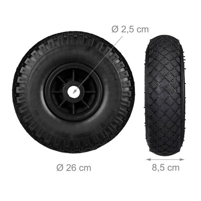 Artikelbild 3 für relaxdays Sackkarrenräder luftbereift schwarz Kunststoff Felgen, Achse 2,5 cm, Artikelnummer 451991