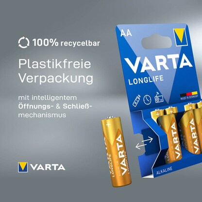 Artikelbild 9 für VARTA Batterien LONGLIFE Alkali-Mangan Mignon AA 1,5 V, 4 St., Artikelnummer 399442