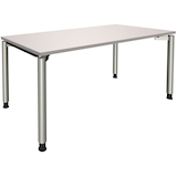Artikelbild 1 für fm Sidney höhenverstellbarer Schreibtisch lichtgrau rechteckig, 4-Fuß-Gestell Rundrohr silber 160,0 x 80,0 cm, Artikelnummer 135873