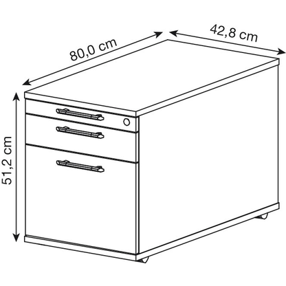 Artikelbild 2 für HAMMERBACHER Solid Rollcontainer buche 3 Auszüge 42,8 x 80,0 x 51,2 cm, Artikelnummer 293550