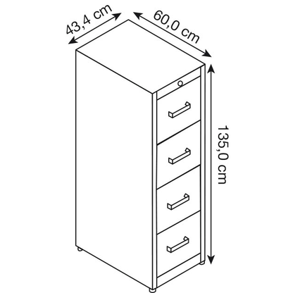 Artikelbild 2 für mauser client entry Hängeregistraturschrank reinweiß 4 Schubladen 43,4 x 60,0 x 135,0 cm, 1 St., Artikelnummer 259162