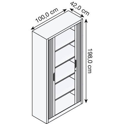 Artikelbild 2 für CP Omnispace Rollladenschrank silber 4 Fachböden 100,0 x 42,0 x 198,0 cm, Artikelnummer 412724