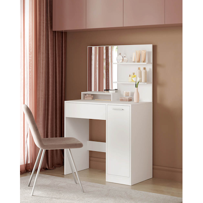 Artikelbild 5 für VASAGLE Schminktisch rechteckig Melamin, Spanplatte weiß 80,0 x 40,0 x 132,0 cm, 1 St., Artikelnummer 438537