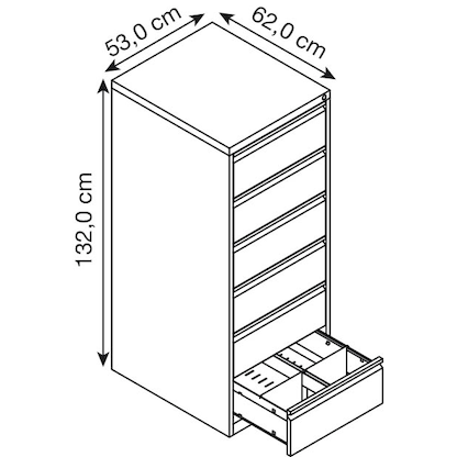 Artikelbild 2 für Gürkan Karteischrank reinweiß 6 Schubladen 53,0 x 62,0 x 132,0 cm, 1 St., Artikelnummer 381780