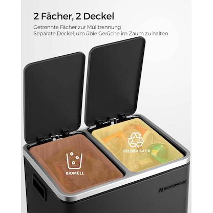 Artikelbild 6 für SONGMICS Mülltrenner 2x 15,0 l schwarz, 1 St., Artikelnummer 291969