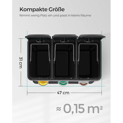 Artikelbild 5 für SONGMICS Mülltrenner 3x 8,0 l edelstahl, 1 St., Artikelnummer 291797