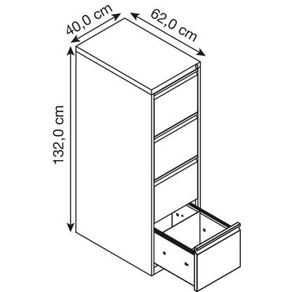 Artikelbild 2 für Gürkan Hängeregistraturschrank lichtgrau 4 Schubladen 40,0 x 62,0 x 132,0 cm, 1 St., Artikelnummer 568261
