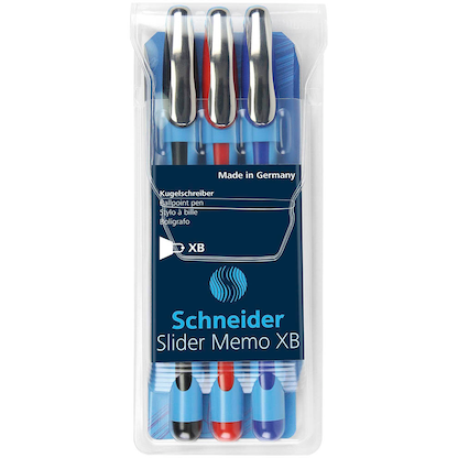 Artikelbild 2 für Schneider Kugelschreiber Slider Memo farbsortiert, Schreibfarbe: farbsortiert, 3 St., Artikelnummer 389841