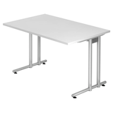 Artikelbild 1 für HAMMERBACHER NS12 Schreibtisch weiß rechteckig, C-Fuß-Gestell silber 120,0 x 80,0 cm, Artikelnummer 863345