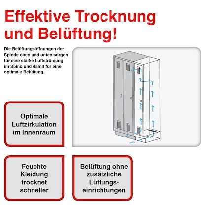 Artikelbild 5 für LÜLLMANN Spind signalweiß 520247, 8 Schließfächer 117,0 x 50,0 x 180,0 cm, Artikelnummer 830846