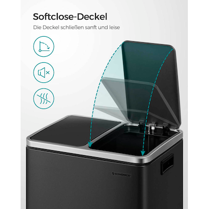 Artikelbild 3 für SONGMICS Mülltrenner 2x 15,0 l schwarz, 1 St., Artikelnummer 291969