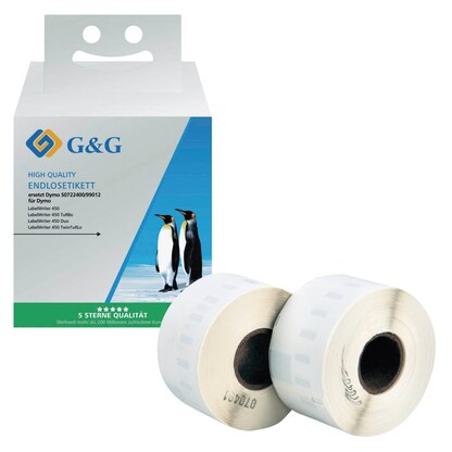 Artikelbild für G&G Etikettenrollen für Etikettendrucker ersetzt DYMO 99012/S0722400 weiß, 36,0 x 89,0 mm, 2 x 260 Etiketten, Artikelnummer 665709