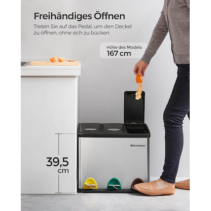 Artikelbild 6 für SONGMICS Mülltrenner 3x 8,0 l edelstahl, 1 St., Artikelnummer 291797