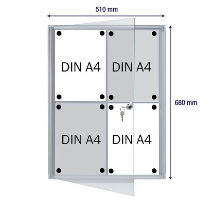 Artikelbild 10 für FRANKEN Schaukasten X-tra!Line silber 4x DIN A4 51,0 x 3,0 x 68,0 cm, 1 St., Artikelnummer 534038