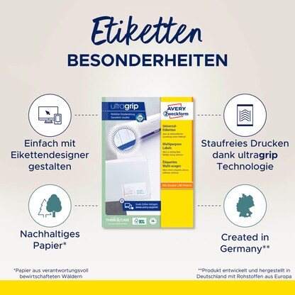 Artikelbild 6 für AKTION: AVERY Zweckform Etiketten 6603 weiß 210,0 x 297,0 mm, 65 Blatt, Artikelnummer 116366