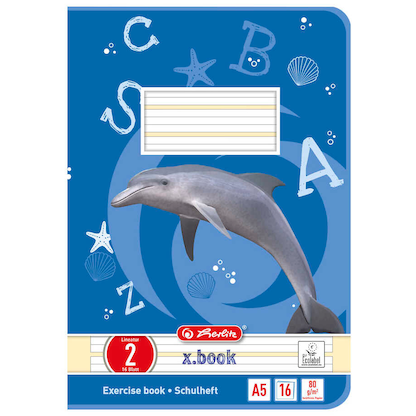 Artikelbild 2 für herlitz Schulheft Delfin x.book Lineatur 2 2. Schuljahr liniert A5 ohne Rand, 16 Blatt, 1 St., Artikelnummer 801759
