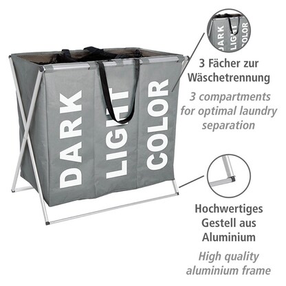 Artikelbild 3 für WENKO Wäschesortierer Trio grau, 1 St., Artikelnummer 532293