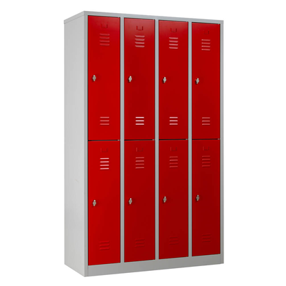 Artikelbild 3 für Gürkan Spind lichtgrau, feuerrot 106318, 8 Schließfächer 117,0 x 50,0 x 195,0 cm, Artikelnummer 562379