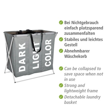 Artikelbild 4 für WENKO Wäschesortierer Trio grau, 1 St., Artikelnummer 532293