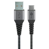 Artikelbild 1 für goobay USB 2.0 A/USB C Kabel 2,0 m schwarz, grau, 1 St., Artikelnummer 651731
