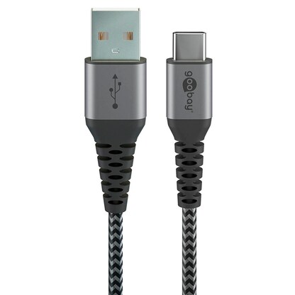 Artikelbild für goobay USB 2.0 A/USB C Kabel 2,0 m schwarz, grau, 1 St., Artikelnummer 651731