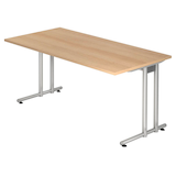 Artikelbild 1 für HAMMERBACHER Prokura Schreibtisch eiche rechteckig, C-Fuß-Gestell silber 160,0 x 80,0 cm, Artikelnummer 639031