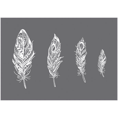 Artikelbild für Rayher Siebdruckschablone 4 Federn grau, Artikelnummer 122397