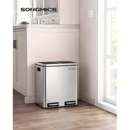 Artikelbild 2 für SONGMICS Mülltrenner 2x 15,0 l edelstahl, 1 St., Artikelnummer 291579