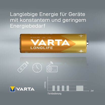 Artikelbild 4 für VARTA Batterien LONGLIFE Alkali-Mangan Mignon AA 1,5 V, 8 St., Artikelnummer 856211