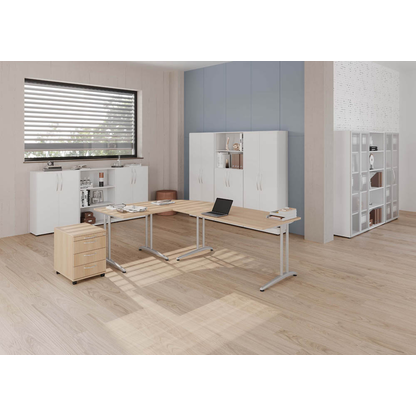 Artikelbild 6 für HAMMERBACHER Altus Schreibtisch eiche rechteckig, C-Fuß-Gestell silber 160,0 x 80,0 cm, Artikelnummer 628622