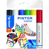 Artikelbild 1 für PILOT PINTOR Classic Kreativmarker farbsortiert 4,0 - 12,0 mm, 6 St., Artikelnummer 376034