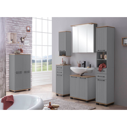 Artikelbild 6 für MÖBELPARTNER Bad-Hängeschrank Jelda 154165 platingrau, eiche-landhaus 30,3 x 32,6 x 180,9 cm, Artikelnummer 172237