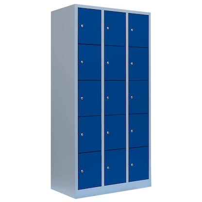 Artikelbild für LÜLLMANN Schließfachschrank enzianblau, lichtgrau 520531, 15 Schließfächer 88,5 x 50,0 x 180,0 cm, Artikelnummer 185888