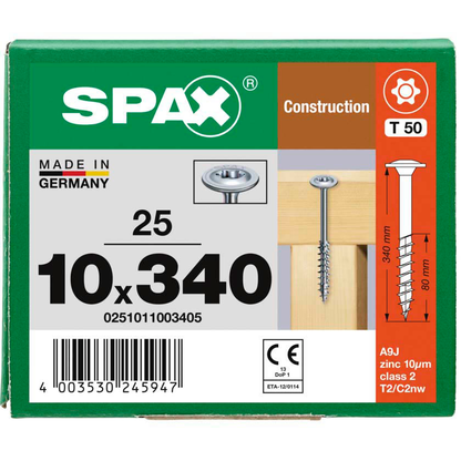 Artikelbild 7 für SPAX® Holzbauschrauben T40 Tellerkopf WIROX 0251011003405 10 mm x 340 mm, 25 St., Artikelnummer 397437