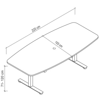 Artikelbild 2 für HAMMERBACHER Konferenztisch XMST22 lichtgrau Tonnenform, T-Fuß-Gestell silber, 220,0 x 83,0/103,0 x 71,0 - 120,0 cm, Artikelnummer 496063