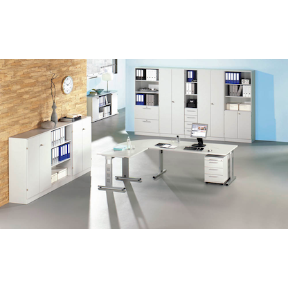 Artikelbild 6 für HAMMERBACHER Gradeo Standcontainer lichtgrau 4 Auszüge Kunststoff-Relinggriff silber 42,8 x 80,0 x 72,0 - 76,0 cm, Artikelnummer 385914