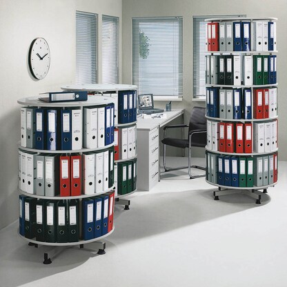 Artikelbild 2 für Ordnerdrehsäule hellgrau bis zu 96 Ordner, Komplett drehbar, H: 167,0 cm, Artikelnummer 190047