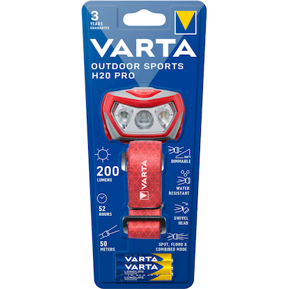 Artikelbild 2 für VARTA Outdoor Sports H20 Pro LED Stirnlampe rot, 200 Lumen, 1 St., Artikelnummer 507451