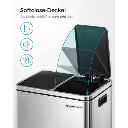 Artikelbild 6 für SONGMICS Mülltrenner 2x 15,0 l edelstahl, 1 St., Artikelnummer 291579