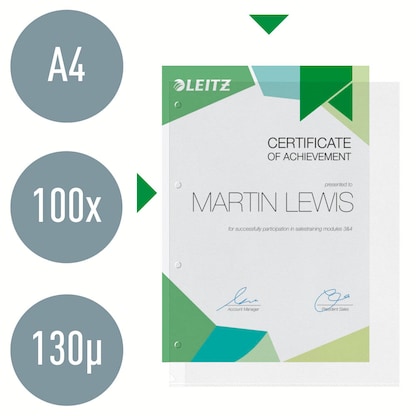 Artikelbild 5 für LEITZ Prospekthüllen 4784 DIN A4 transparent genarbt 0,13 mm, 100 St., Artikelnummer 578666