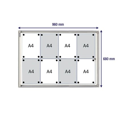 Artikelbild 10 für FRANKEN Schaukasten X-tra!Line silber 8x DIN A4 96,0 x 3,0 x 68,0 cm, 1 St., Artikelnummer 534060