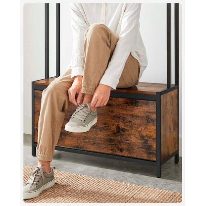 Artikelbild 6 für VASAGLE Garderobenbank mit Haken HSR405B01 weiß, eiche Metall 85,0 cm, Artikelnummer 759627