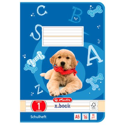Artikelbild 2 für herlitz Schulheft Hund x.book Lineatur 1 1. Schuljahr liniert A5 ohne Rand, 16 Blatt, 1 St., Artikelnummer 802118