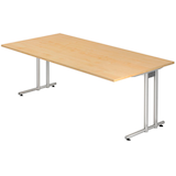 Artikelbild 1 für HAMMERBACHER NS2E Schreibtisch ahorn rechteckig, C-Fuß-Gestell silber 200,0 x 100,0 cm, Artikelnummer 864013