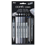 Artikelbild 1 für COPIC® ciao 5+1 Kalte Grautöne Layoutmarker-Set grau 1,0 + 6,0 mm, 6 St., Artikelnummer 717191