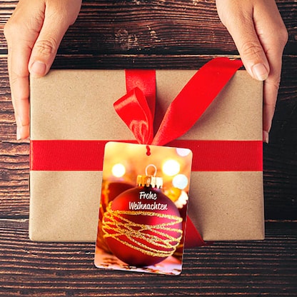 Artikelbild 4 für LUMA Geschenkanhänger mehrfarbig Frohe Weihnachten mit rote Kugel, 10 St., Artikelnummer 141339