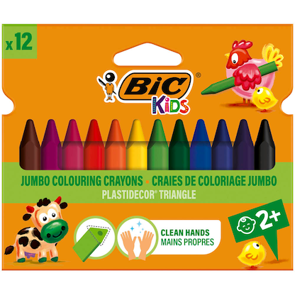 Artikelbild für BIC Kids Plastidecor Triangle Wachsmalstifte farbsortiert, 12 St., Artikelnummer 918957