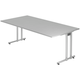 Artikelbild 1 für HAMMERBACHER NS2E Schreibtisch lichtgrau rechteckig, C-Fuß-Gestell silber 200,0 x 100,0 cm, Artikelnummer 864001