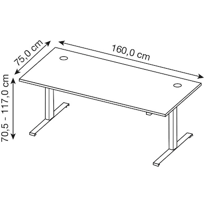 Artikelbild 2 für MÖBELPARTNER Office elektrisch höhenverstellbarer Schreibtisch kreideweiß rechteckig, Kufen-Gestell silber 160,0 x 75,0 cm, Artikelnummer 500813