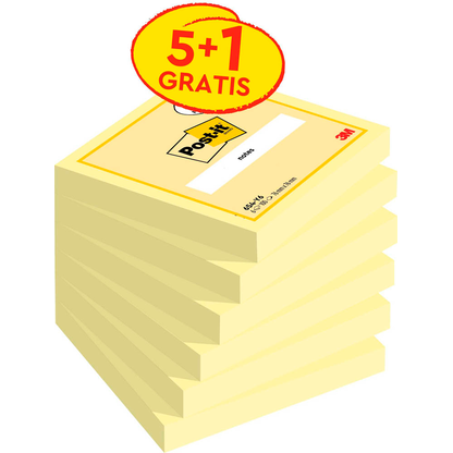 Artikelbild für 5 + 1 GRATIS: Post-it® Notes 654 Haftnotizen gelb, 5 Blöcke + GRATIS 1 Blöcke, Artikelnummer 354557